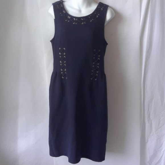 Anthropologie Leifnotes Blue Dress w/ grommets, L - Picture 1 of 8